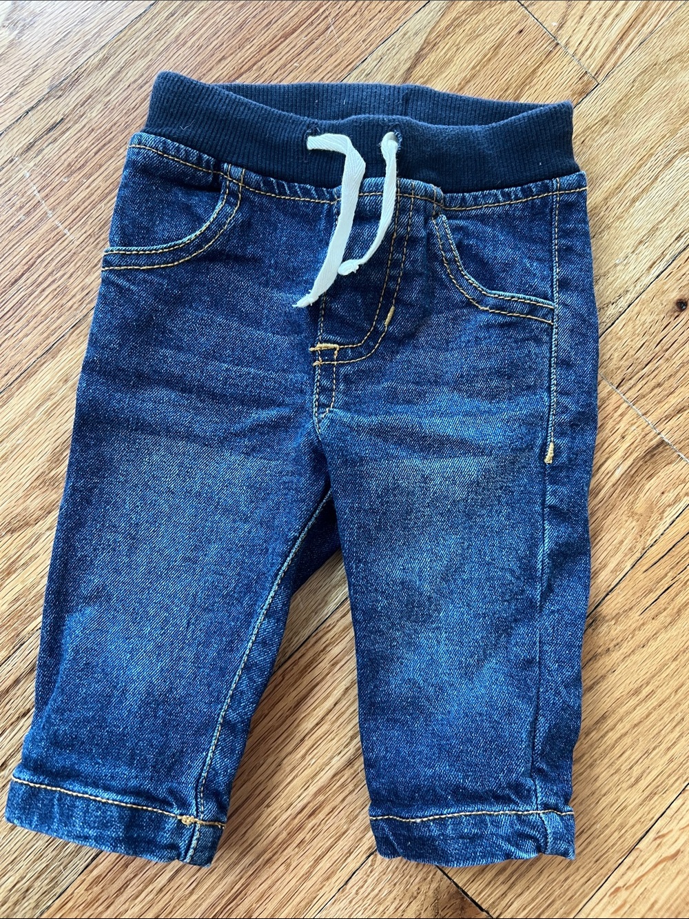 Rugged Butts Dark Blue Denim Jogger Jeans with Elastic Waist size 3-6 Mo